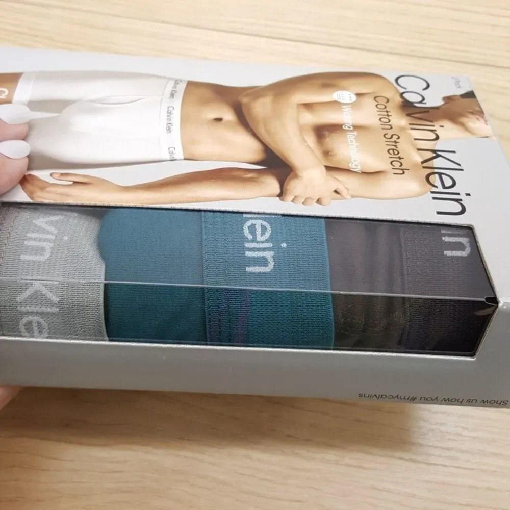 CALVIN KLEIN Boxer Briefs Mens Small Teal Grey 3-Pack Cotton Stretch Wicking